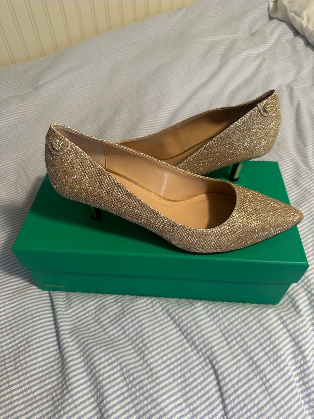 J.Renee Champagne Glitter Pointed Toe Pumps